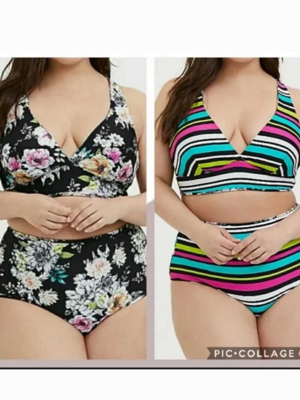 Torrid Floral & Stripe Reversible Bikini Top - Picture 2 of 12